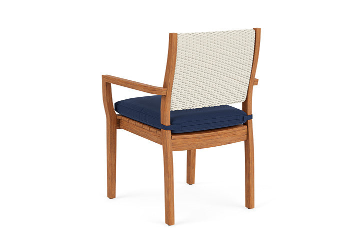 Lloyd Flanders - Teak Loom Back Teak Dining Armchair In Ivory Finish With Beach Navy Fabric - 2862010462013 view 2