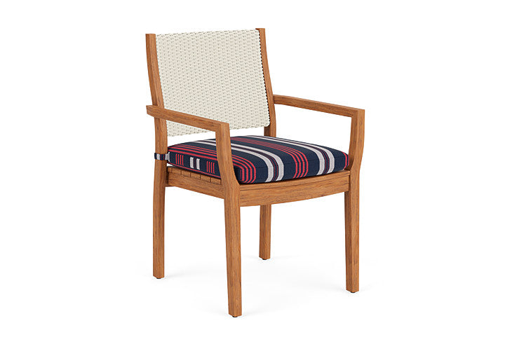 Lloyd Flanders - Teak Loom Back Teak Dining Armchair In Ivory Finish With Berkely Hall Navy Fabric - 2862010462063 view 1