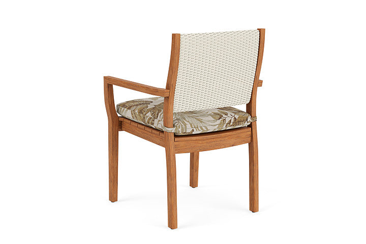 Lloyd Flanders - Teak Loom Back Teak Dining Armchair In Ivory Finish With Botanic Willow Fabric - 286201046164 view 2