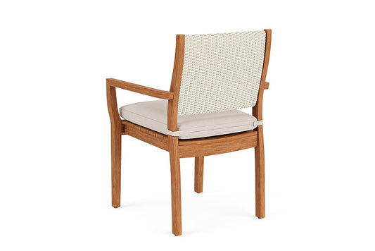 Lloyd Flanders - Teak Loom Back Teak Dining Armchair In Ivory Finish With Canvas Birds Eye Fabric - 286201046937 view 2