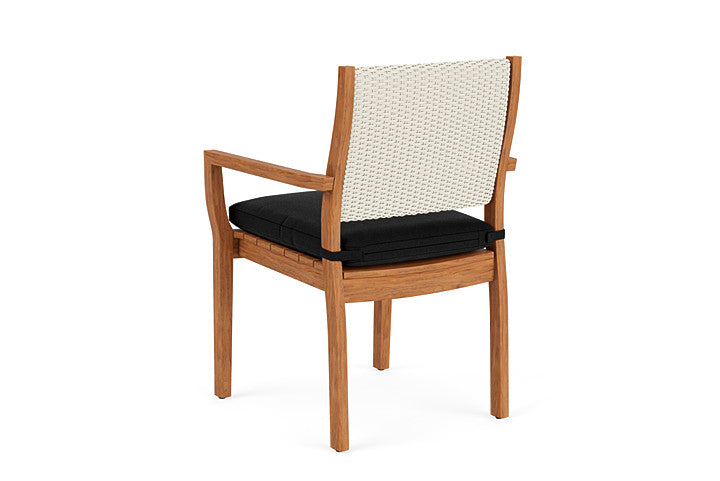 Lloyd Flanders - Teak Loom Back Teak Dining Armchair In Ivory Finish With Canvas Black Fabric - 286201046157 view 2