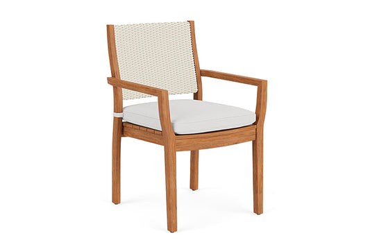 Lloyd Flanders - Teak Loom Back Teak Dining Armchair In Ivory Finish With Canvas Natural Fabric - 286201046159 view 1