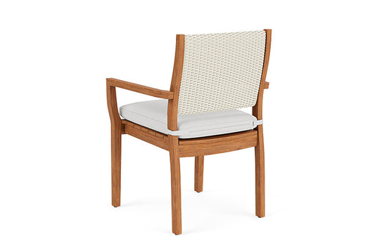 Lloyd Flanders - Teak Loom Back Teak Dining Armchair In Ivory Finish With Canvas Natural Fabric - 286201046159 view 2