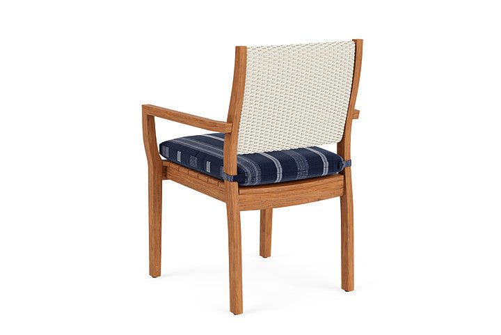 Lloyd Flanders - Teak Loom Back Teak Dining Armchair In Ivory Finish With Consider Indigo Fabric - 2862010461969 view 2