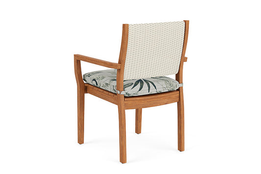 Lloyd Flanders - Teak Loom Back Teak Dining Armchair In Ivory Finish With Delicate Botanical Sage Fabric - 2862010462075 view 2
