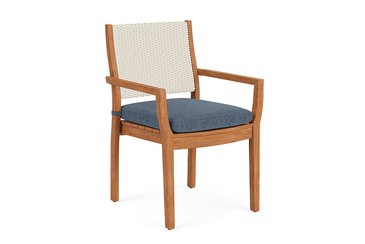 Lloyd Flanders - Teak Loom Back Teak Dining Armchair In Ivory Finish With Deluna Aegean Fabric - 2862010462030 view 1