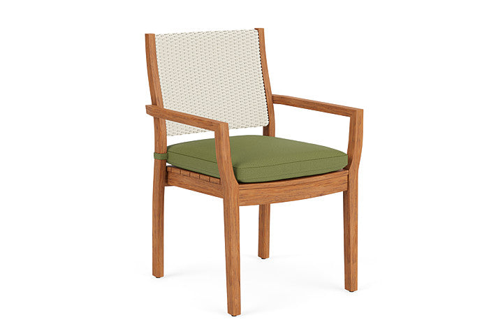 Lloyd Flanders - Teak Loom Back Teak Dining Armchair In Ivory Finish With Reflections Grass Fabric - 2862010462051 view 1