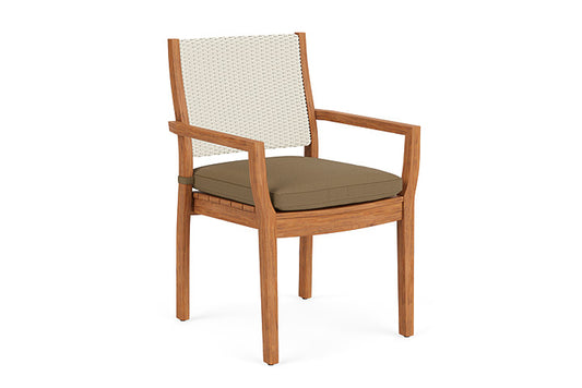 Lloyd Flanders - Teak Loom Back Teak Dining Armchair In Ivory Finish With Reflections Straw Fabric - 2862010462053 view 1