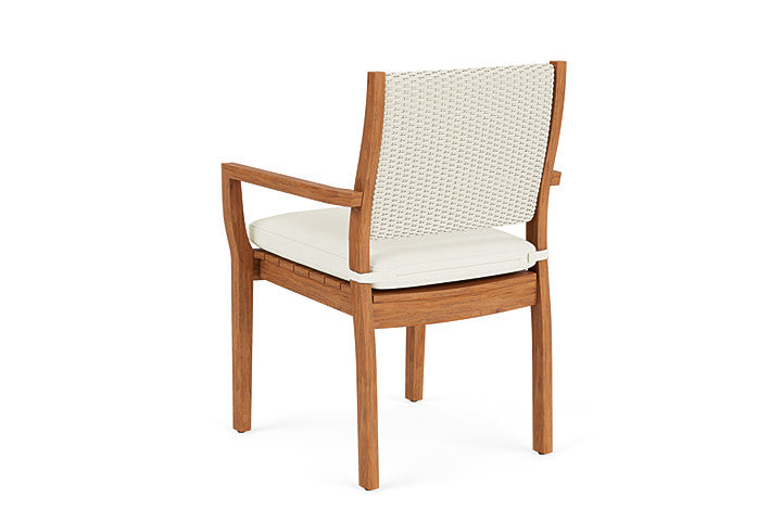 Lloyd Flanders - Teak Loom Back Teak Dining Armchair In Ivory Finish With Sailcloth Salt Fabric - 286201046890 view 2