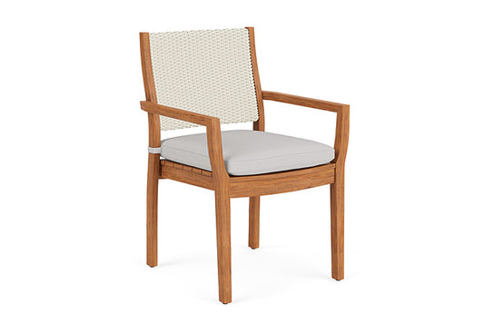 Lloyd Flanders - Teak Loom Back Teak Dining Armchair In Ivory Finish With Sailcloth Seagull Fabric - 286201046W61 view 1