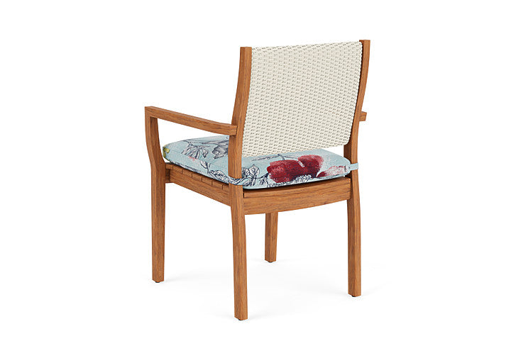 Lloyd Flanders - Teak Loom Back Teak Dining Armchair In Ivory Finish With Serena Floral Meadow Fabric - 2862010462079 view 2