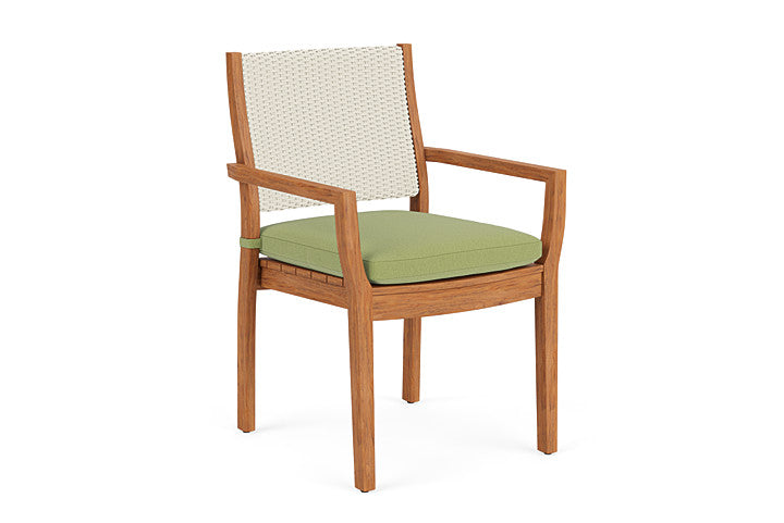 Lloyd Flanders - Teak Loom Back Teak Dining Armchair In Ivory Finish With Unearth Spring Fabric - 2862010462067 view 1