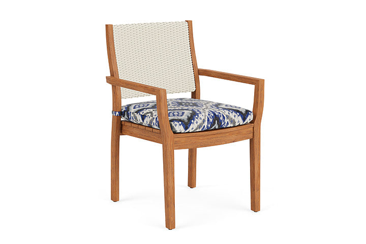 Lloyd Flanders - Teak Loom Back Teak Dining Armchair In Ivory Finish With Yoko Mediterranean Fabric - 286201046705 view 1