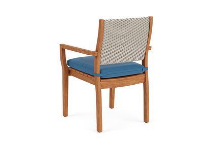 Lloyd Flanders - Teak Loom Back Teak Dining Armchair In Linen Finish With Bamboo Bay Sky Fabric - 2862010022007 view 2