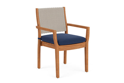Lloyd Flanders - Teak Loom Back Teak Dining Armchair In Linen Finish With Beach Navy Fabric - 2862010022013 view 1
