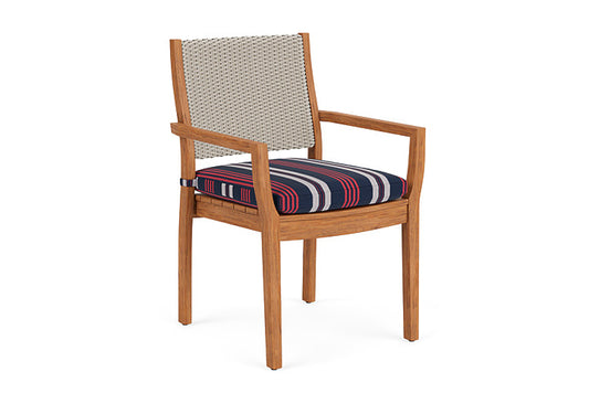 Lloyd Flanders - Teak Loom Back Teak Dining Armchair In Linen Finish With Berkely Hall Navy Fabric - 2862010022063 view 1