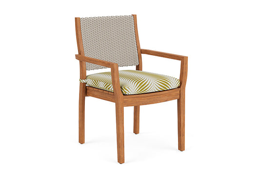 Lloyd Flanders - Teak Loom Back Teak Dining Armchair In Linen Finish With Clock Out Dew Fabric - 2862010022083 view 1