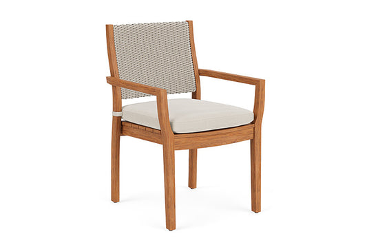 Lloyd Flanders - Teak Loom Back Teak Dining Armchair In Linen Finish With Decorline Natural Fabric - 2862010022015 view 1