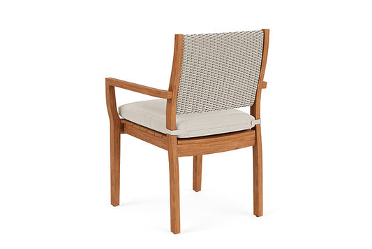Lloyd Flanders - Teak Loom Back Teak Dining Armchair In Linen Finish With Decorline Natural Fabric - 2862010022015 view 2