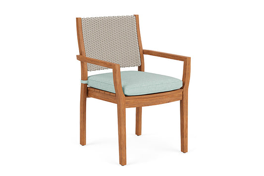 Lloyd Flanders - Teak Loom Back Teak Dining Armchair In Linen Finish With Demo Mist Fabric - 286201002066 view 1