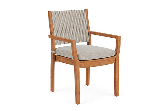 Lloyd Flanders - Teak Loom Back Teak Dining Armchair In Linen Finish With Friendly Flax Fabric - 2862010022026 view 1