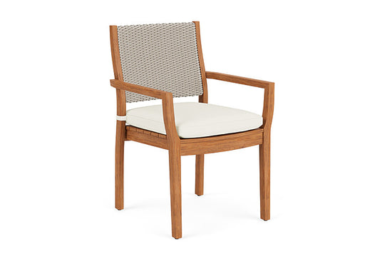 Lloyd Flanders - Teak Loom Back Teak Dining Armchair In Linen Finish With Sailcloth Salt Fabric - 286201002890 view 1