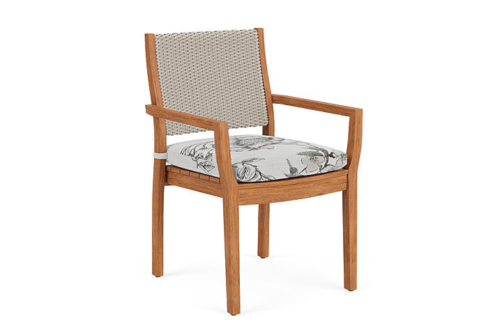 Lloyd Flanders - Teak Loom Back Teak Dining Armchair In Linen Finish With Serena Floral Dove Fabric - 2862010022077 view 1