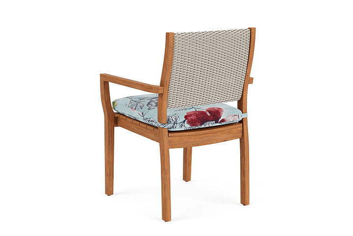 Lloyd Flanders - Teak Loom Back Teak Dining Armchair In Linen Finish With Serena Floral Meadow Fabric - 2862010022079 view 2