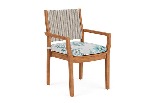 Lloyd Flanders - Teak Loom Back Teak Dining Armchair In Linen Finish With Serena Floral Mist Fabric - 2862010022078 view 1