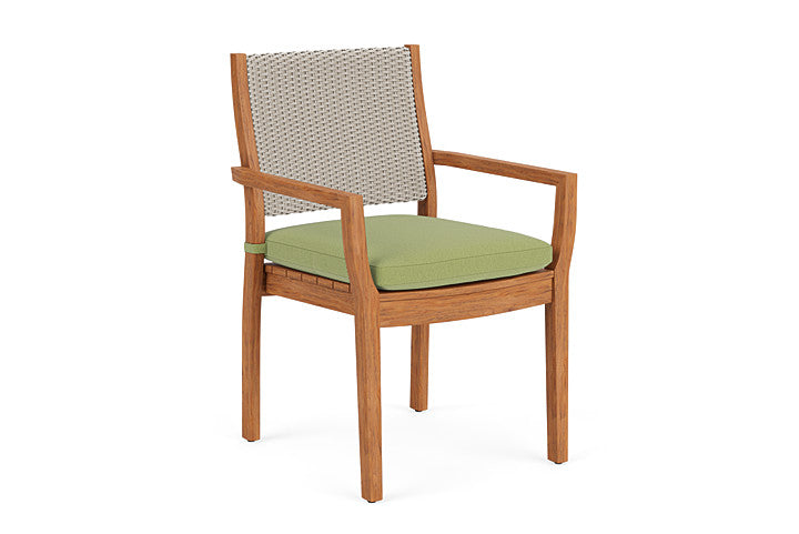 Lloyd Flanders - Teak Loom Back Teak Dining Armchair In Linen Finish With Unearth Spring Fabric - 2862010022067 view 1