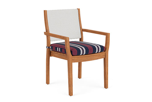 Lloyd Flanders - Teak Loom Back Teak Dining Armchair In Matte White Finish With Berkely Hall Navy Fabric - 2862010042063 view 1