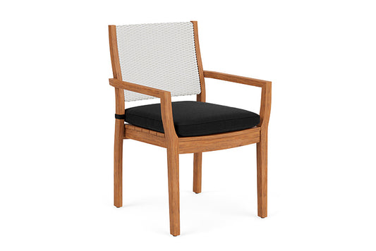 Lloyd Flanders - Teak Loom Back Teak Dining Armchair In Matte White Finish With Canvas Black Fabric - 286201004157 view 1