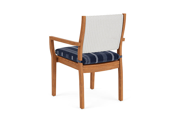 Lloyd Flanders - Teak Loom Back Teak Dining Armchair In Matte White Finish With Consider Indigo Fabric - 2862010041969 view 2