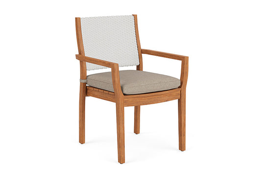 Lloyd Flanders - Teak Loom Back Teak Dining Armchair In Matte White Finish With Demo Oatmeal Fabric - 286201004080 view 1