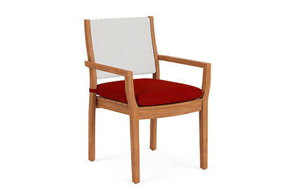 Lloyd Flanders - Teak Loom Back Teak Dining Armchair In Matte White Finish With Partyline Lollipop Fabric - 2862010042054 view 1