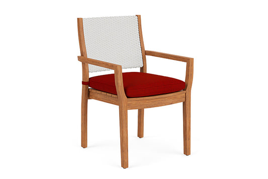 Lloyd Flanders - Teak Loom Back Teak Dining Armchair In Matte White Finish With Partyline Lollipop Fabric - 2862010042054 view 1