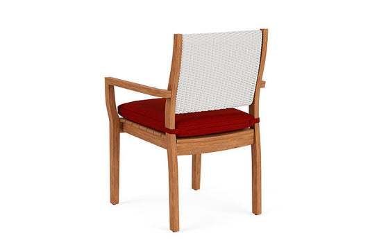 Lloyd Flanders - Teak Loom Back Teak Dining Armchair In Matte White Finish With Partyline Lollipop Fabric - 2862010042054 view 2