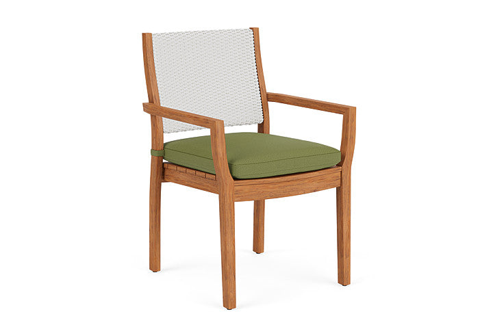 Lloyd Flanders - Teak Loom Back Teak Dining Armchair In Matte White Finish With Reflections Grass Fabric - 2862010042051 view 1