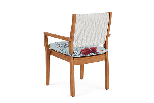 Lloyd Flanders - Teak Loom Back Teak Dining Armchair In Matte White Finish With Serena Floral Meadow Fabric - 2862010042079 view 2
