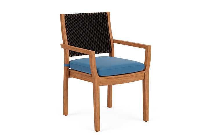 Lloyd Flanders - Teak Loom Back Teak Dining Armchair In Mink Finish With Bamboo Bay Sky Fabric - 2862010752007 view 1