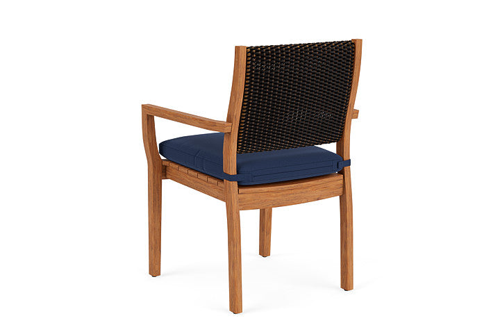 Lloyd Flanders - Teak Loom Back Teak Dining Armchair In Mink Finish With Beach Navy Fabric - 2862010752013 view 2