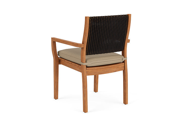 Lloyd Flanders - Teak Loom Back Teak Dining Armchair In Mink Finish With Fife Sahara Fabric - 286201075742 view 2