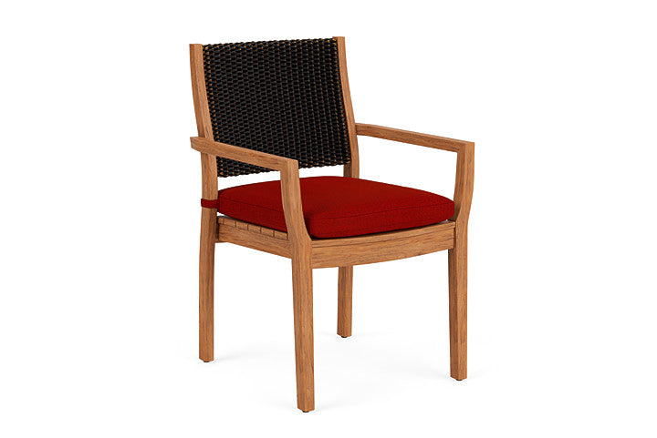 Lloyd Flanders - Teak Loom Back Teak Dining Armchair In Mink Finish With Partyline Lollipop Fabric - 2862010752054 view 1