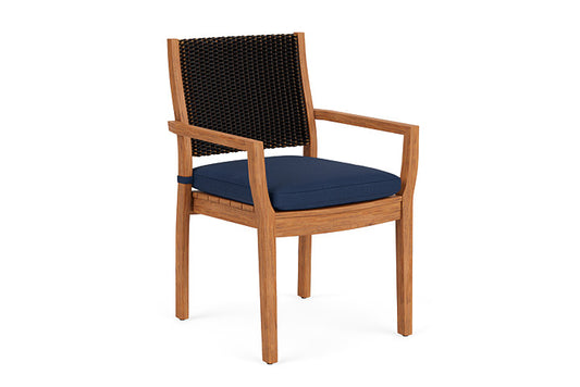 Lloyd Flanders - Teak Loom Back Teak Dining Armchair In Mink Finish With Sandberg Navy Fabric - 2862010752025 view 1