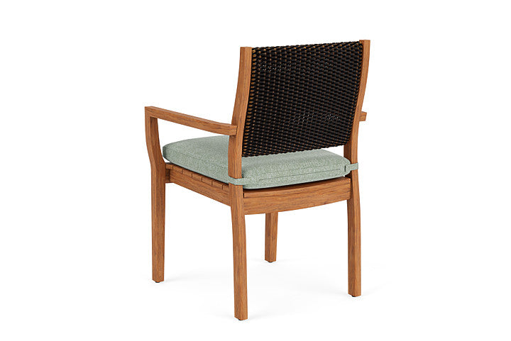 Lloyd Flanders - Teak Loom Back Teak Dining Armchair In Mink Finish With Serene Spa Fabric - 2862010752031 view 2