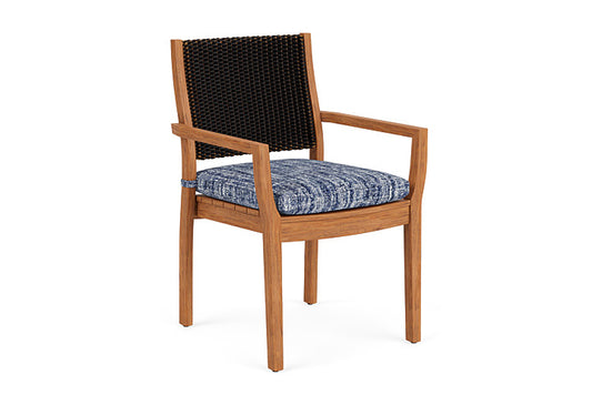 Lloyd Flanders - Teak Loom Back Teak Dining Armchair In Mink Finish With Visions Cobalt Fabric - 286201075683 view 1