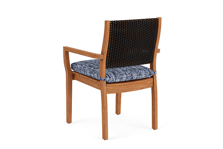 Lloyd Flanders - Teak Loom Back Teak Dining Armchair In Mink Finish With Visions Cobalt Fabric - 286201075683 view 2