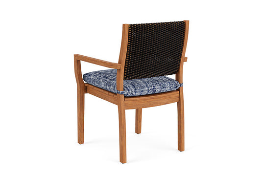 Lloyd Flanders - Teak Loom Back Teak Dining Armchair In Mink Finish With Visions Cobalt Fabric - 286201075683 view 2