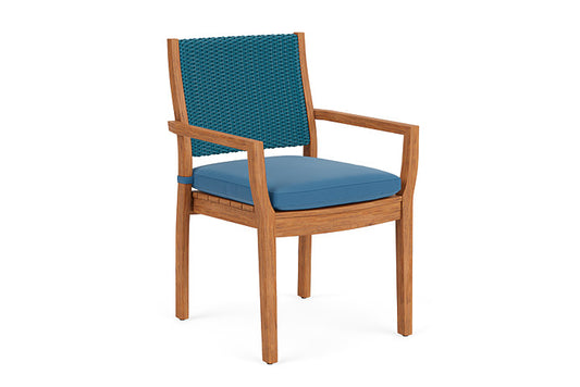 Lloyd Flanders - Teak Loom Back Teak Dining Armchair In Peacock Finish With Bamboo Bay Sky Fabric - 2862010442007 view 1