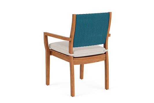 Lloyd Flanders - Teak Loom Back Teak Dining Armchair In Peacock Finish With Canvas Canvas Fabric - 286201044319 view 2